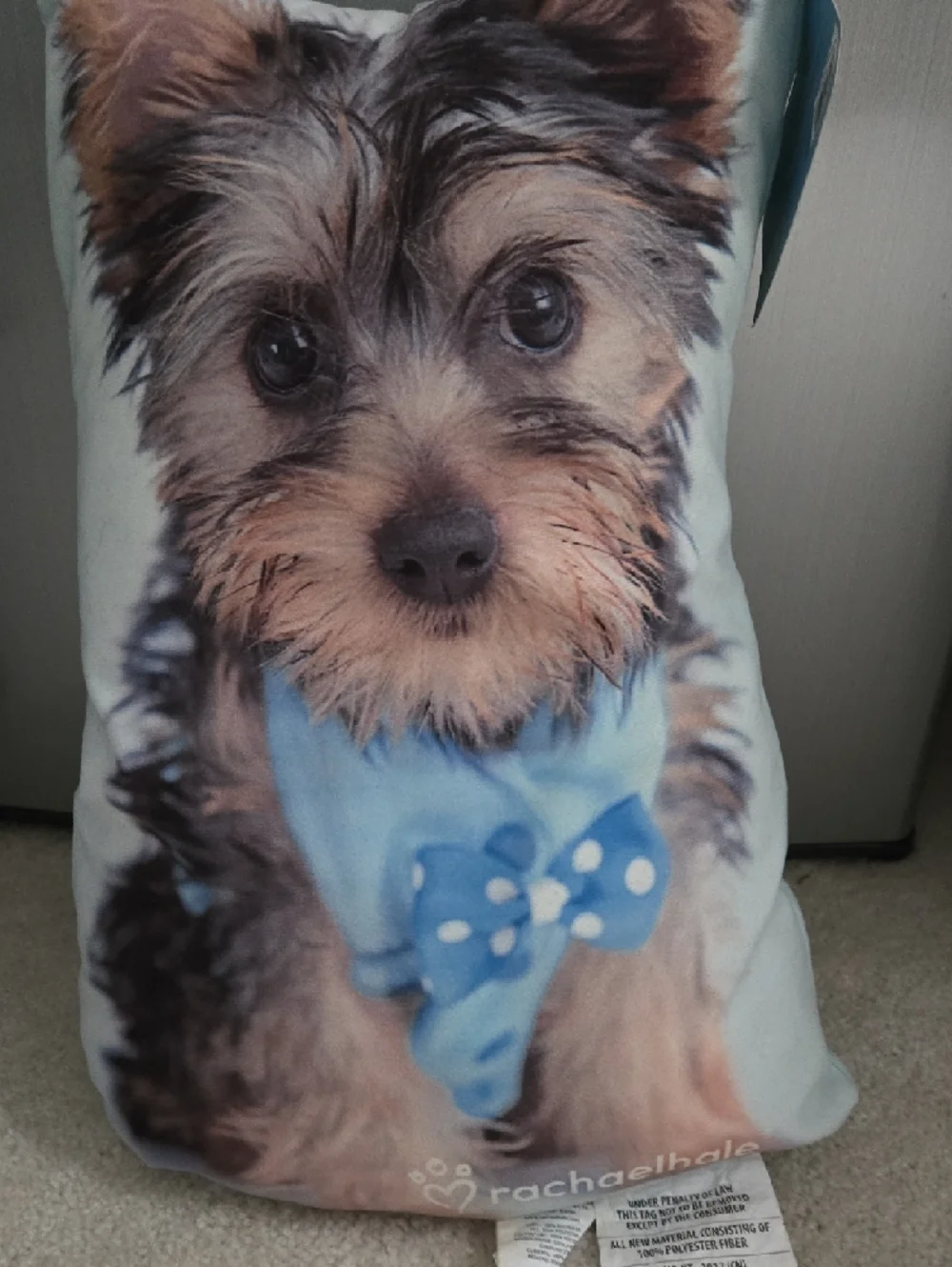 Unbranded Blue Bow-Tie Yorkshire Terrier Dog Pillow